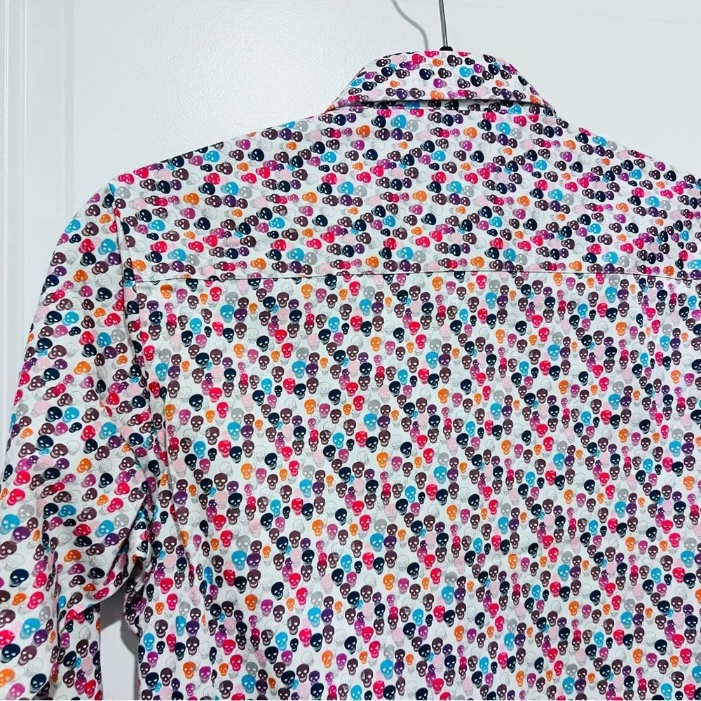 Robert Graham Boy’s Long Sleeve Button Up Shirt Skull Print Sz. Medium (10-12)